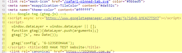 Inspecting Source Code for Google Tag